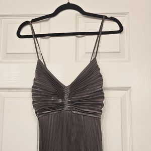 Elegant Plum Pleated Spaghetti Strap Dress